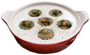 Le Creuset PG0017-0067 Stoneware 6 Hole Escargot Dish, Red