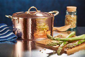 New DEMMEX 1.2MM Thick Hammered Copper Soup Pot Stew Pan Casserole, 3.4 Quart (3.4 Quart) N2