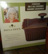 Paula Deen 2 Quart Stoneware Covered Square Casserole Brown