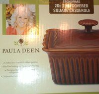 Paula Deen 2 Quart Stoneware Covered Square Casserole Brown N2