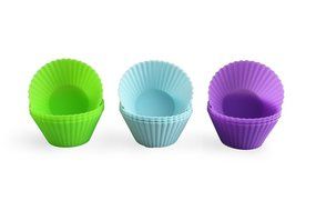 Houron Reusable Silicone Baking Cups Muffin Cupcake Liners DIY Molds (Small Assorted/12-Pack)