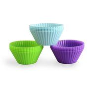 Houron Reusable Silicone Baking Cups Muffin Cupcake Liners DIY Molds (Small Assorted/12-Pack) N6