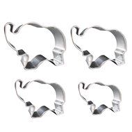 YIJIA Animal Series Elephant Stainless Steel Cookie Cutter Set Biscuit Cutter Baking Tools Set of 4
