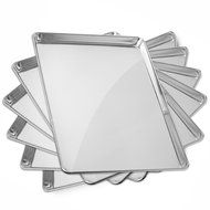 Gridmann 18 x 26 Commercial Grade Aluminium Cookie Sheet Baking Tray Pan Full Sheet - 6 Pans