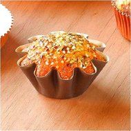Brioche Floret Paper Baking Cups - Medium Size - Brown - 50 Pcs - 1 7/8'' Base x 3 9/16'' Top x 1 3/8'' High