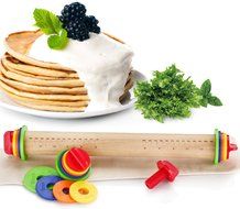 Aprince 16.9-Inch Adjustable Wood Rolling Pin - Use for Cookies, Pies, and Pastries - Multi Color N2