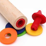 Aprince 16.9-Inch Adjustable Wood Rolling Pin - Use for Cookies, Pies, and Pastries - Multi Color N5
