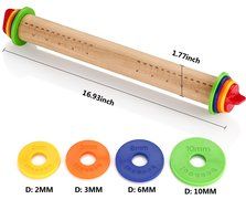 Aprince 16.9-Inch Adjustable Wood Rolling Pin - Use for Cookies, Pies, and Pastries - Multi Color N6