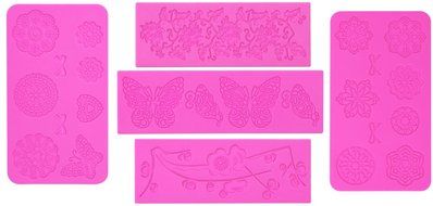 5pc Cake Decorating Molds- Premium Silicone Decoration Molds for Sugarcraft, Fondant, Gumpaste, Resin Mold , Lace...