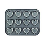 Cake Boss 12 Cup Novelty Nonstick Bakeware Heart Molded Cookie Pan, Gray N2