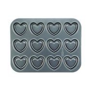 Cake Boss 12 Cup Novelty Nonstick Bakeware Heart Molded Cookie Pan, Gray N3