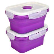 DII Silicone Collapsible, Airtight Food Storage Containers, Dishwasher &amp; Microwave Safe, BPA Free, Snap On Lid... N14