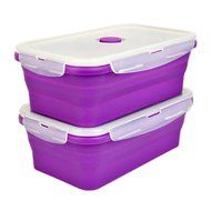 DII Silicone Collapsible, Airtight Food Storage Containers, Dishwasher &amp; Microwave Safe, BPA Free, Snap On Lid... N24