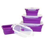 DII Silicone Collapsible, Airtight Food Storage Containers, Dishwasher &amp; Microwave Safe, BPA Free, Snap On Lid... N30