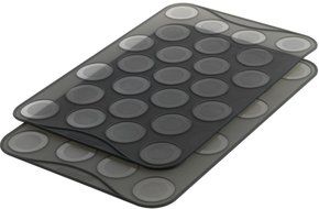 Mastrad Macaron Baking Sheet - 25 Small Ridges with Filling Marks - Set of 2