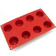 Freshware SM-107RD 15-Cavity Small Silicone Mold for Caneles and Bordelais Fluted Cakes N7