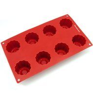 Freshware SM-107RD 15-Cavity Small Silicone Mold for Caneles and Bordelais Fluted Cakes N8