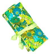 iSuperb&reg; Travel Jewelry Roll Silk Embroidery Brocade Elegant and Bold Travel Jewelry Case (Blue with Gold Leaves) N4