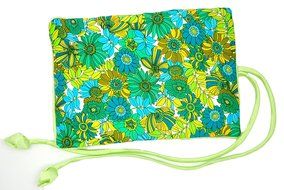 iSuperb&reg; Travel Jewelry Roll Silk Embroidery Brocade Elegant and Bold Travel Jewelry Case (Blue with Gold Leaves) N5