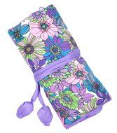 iSuperb&reg; Travel Jewelry Roll Silk Embroidery Brocade Elegant and Bold Travel Jewelry Case (Blue with Gold Leaves) N7