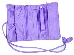 iSuperb&reg; Travel Jewelry Roll Silk Embroidery Brocade Elegant and Bold Travel Jewelry Case (Blue with Gold Leaves) N9