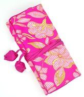 iSuperb&reg; Travel Jewelry Roll Silk Embroidery Brocade Elegant and Bold Travel Jewelry Case (Blue with Gold Leaves) N10