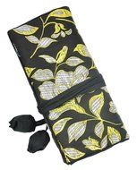 iSuperb&reg; Travel Jewelry Roll Silk Embroidery Brocade Elegant and Bold Travel Jewelry Case (Blue with Gold Leaves) N13