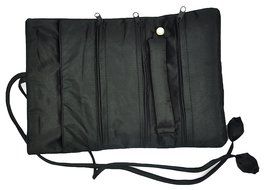 iSuperb&reg; Travel Jewelry Roll Silk Embroidery Brocade Elegant and Bold Travel Jewelry Case (Blue with Gold Leaves) N15