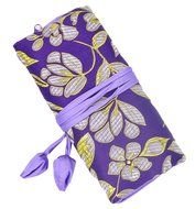 iSuperb&reg; Travel Jewelry Roll Silk Embroidery Brocade Elegant and Bold Travel Jewelry Case (Blue with Gold Leaves) N16