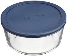 Anchor Hocking 7-Cup Kitchen Storage Round with Blue Plastic Lid