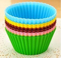 Drhob 12pcs/lot Mixed Colors Round Silicone Muffin Cases Cake Cupcake Liner Baking Molds Cake Moulds Gift (Color...