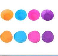 Drhob 12pcs/lot Mixed Colors Round Silicone Muffin Cases Cake Cupcake Liner Baking Molds Cake Moulds Gift (Color... N3