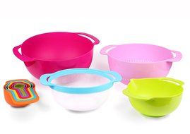 LeNest 10 Piece Compact Mixing Bowls, Multi-Color Food Preparation Set N4