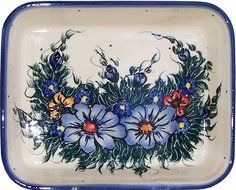 Boleslawiec Stoneware - Polish Pottery Medium Lasagna Baker - "Eva's Collection" Wild Field