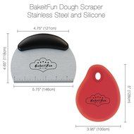 BakeitFun Large Stainless Steel and Silicone Dough Scrapers Set | Plastic Handle Cutter &amp; Flexible Curved Perfect... N2