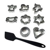 Cookie Cutter Set Shapes Metal - 24 Piece + SPATULA &ndash; 3 sizes for each mini cookie cutter (star, flower, circle...