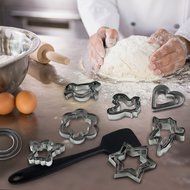 Cookie Cutter Set Shapes Metal - 24 Piece + SPATULA &ndash; 3 sizes for each mini cookie cutter (star, flower, circle... N4