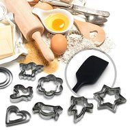 Cookie Cutter Set Shapes Metal - 24 Piece + SPATULA &ndash; 3 sizes for each mini cookie cutter (star, flower, circle... N6