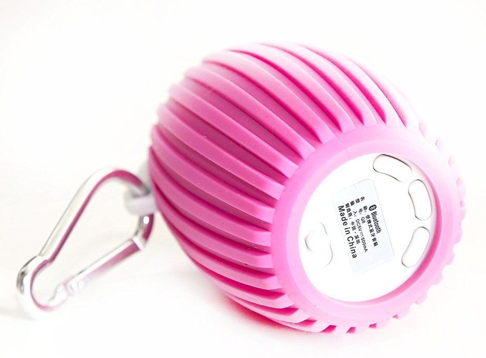 Soundshooter Bluetooth Portable Mini Speaker with a Hook in Protective Sleeve (Pink) N2