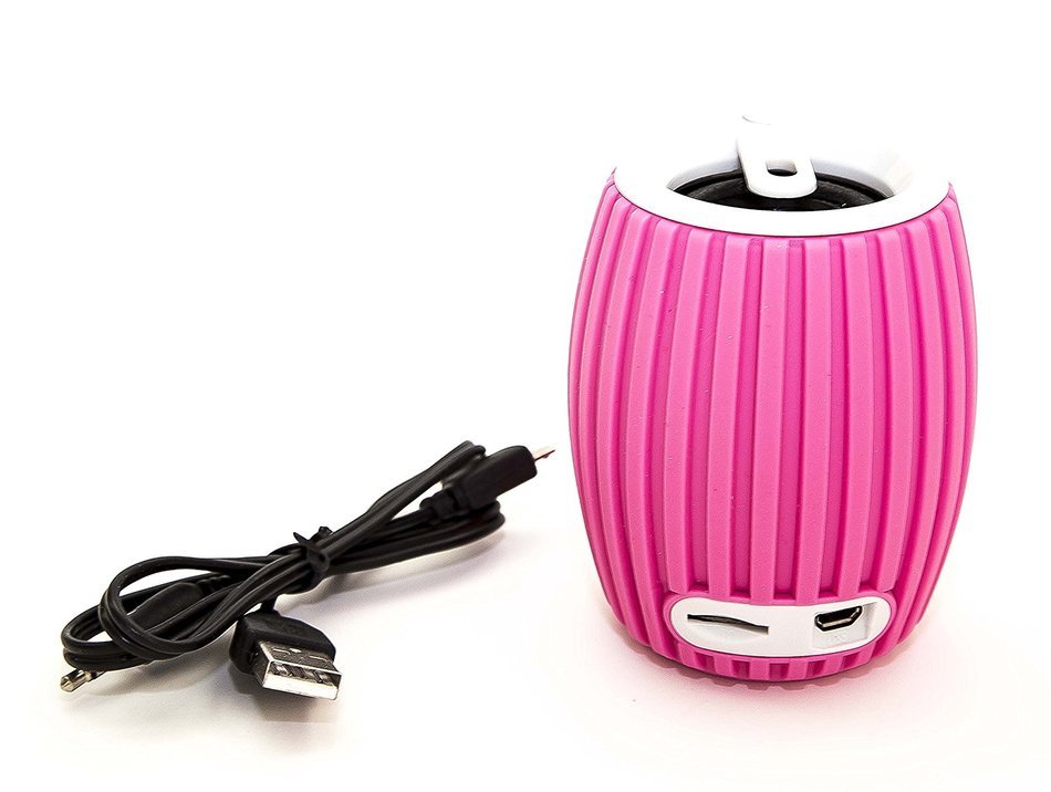 Soundshooter Bluetooth Portable Mini Speaker with a Hook in Protective Sleeve (Pink) N3