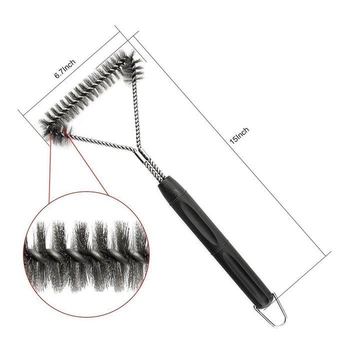 Nicscoming 18-Inch 4-Sided BBQ Grill Brush-Best Barbecue Grill Cleaner Stainless Steel Bristle with Hanging Loop