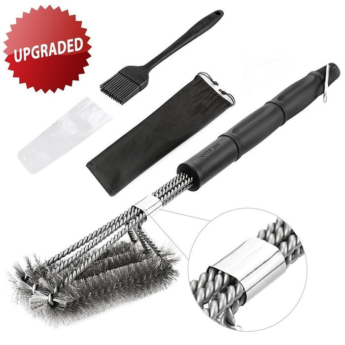 Nicscoming 18-Inch 4-Sided BBQ Grill Brush-Best Barbecue Grill Cleaner Stainless Steel Bristle with Hanging Loop N5