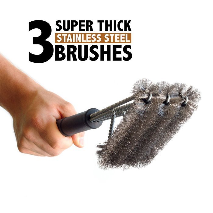 Nicscoming 18-Inch 4-Sided BBQ Grill Brush-Best Barbecue Grill Cleaner Stainless Steel Bristle with Hanging Loop N6