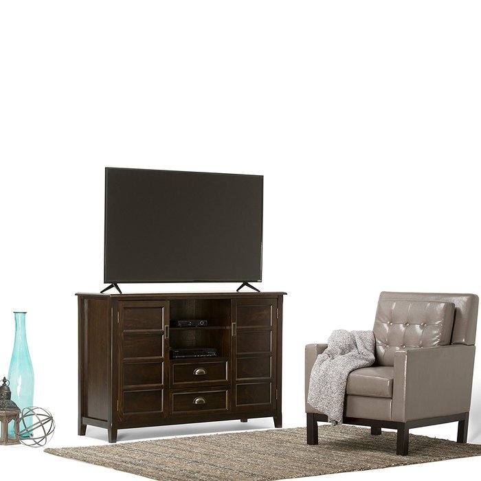 Simpli Home Burlington TV Media Stand for TVs up to 60", Espresso Brown