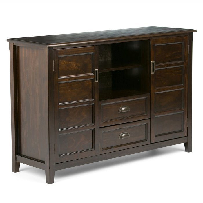 Simpli Home Burlington TV Media Stand for TVs up to 60", Espresso Brown N2