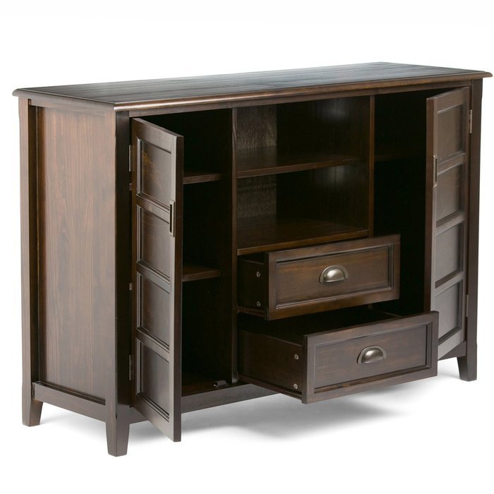 Simpli Home Burlington TV Media Stand for TVs up to 60", Espresso Brown N3