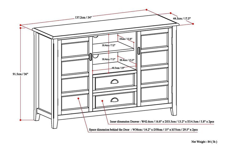 Simpli Home Burlington TV Media Stand for TVs up to 60", Espresso Brown N7