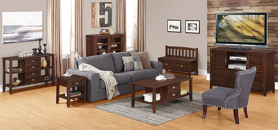 Simpli Home Burlington TV Media Stand for TVs up to 60", Espresso Brown N9