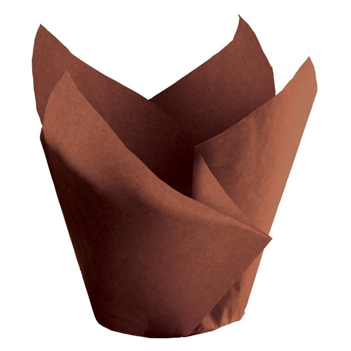Hoffmaster 611119 Tulip Cup Cupcake Wrapper/Baking Cup, 2-1/4" Diameter x 4" Height, Large, Chocolate (Case of...