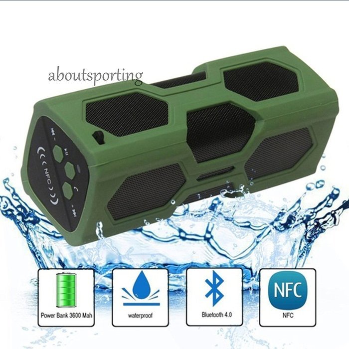 NP4U Portable Waterproof Stereo Wireless Bluetooth 3600mAh Power Bank OUTDOOR SPEAKER GREEN